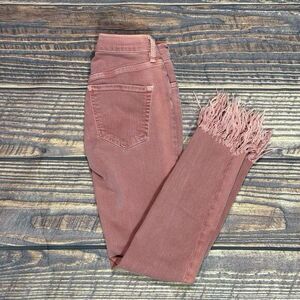 We The Free Jeans Women's Size‎ 24 Shredded Hem Boho Rust Pink Distressed Denim